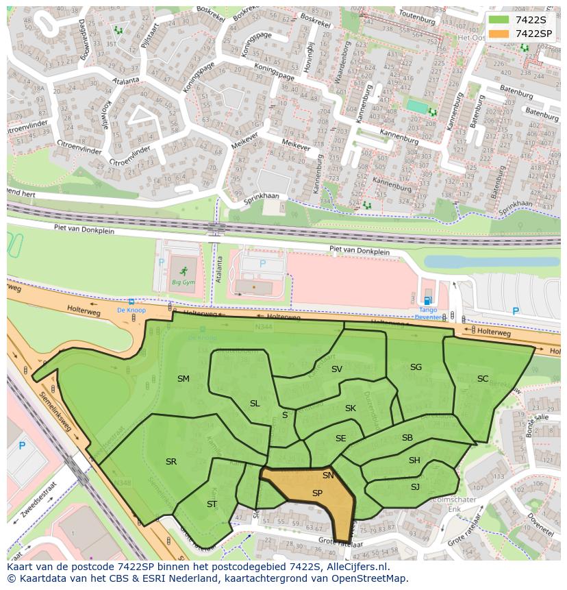 Afbeelding van het postcodegebied 7422 SP op de kaart.