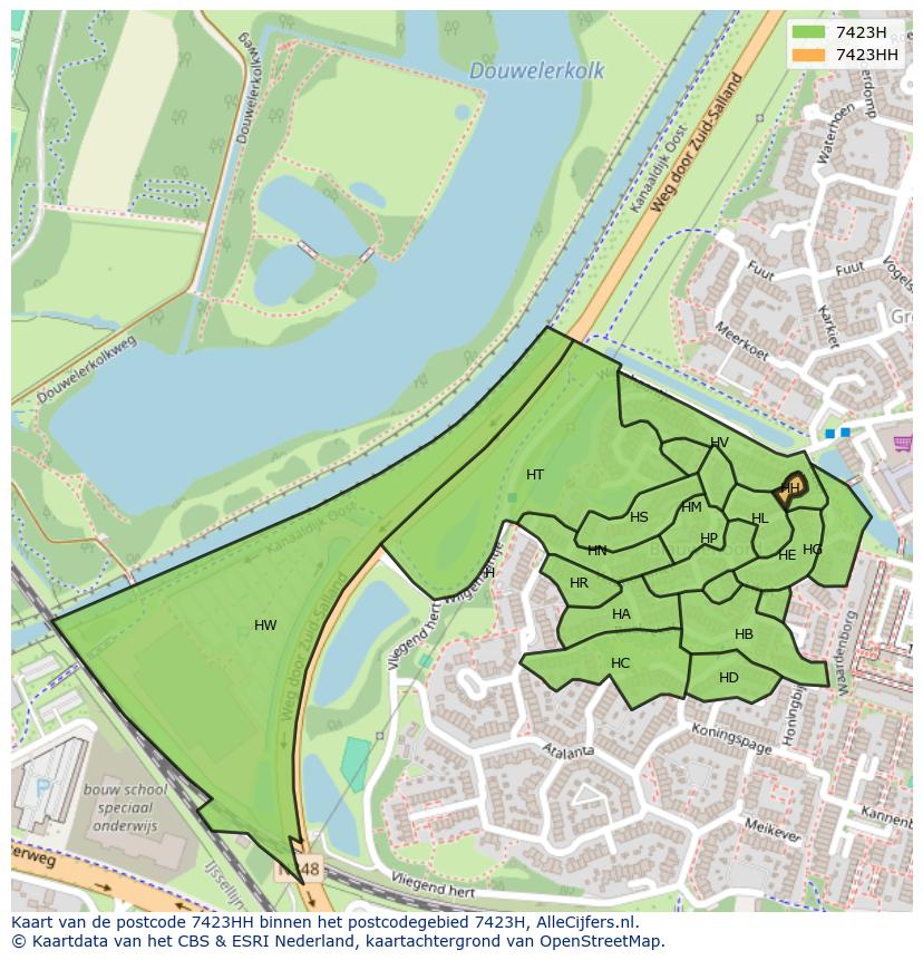 Afbeelding van het postcodegebied 7423 HH op de kaart.
