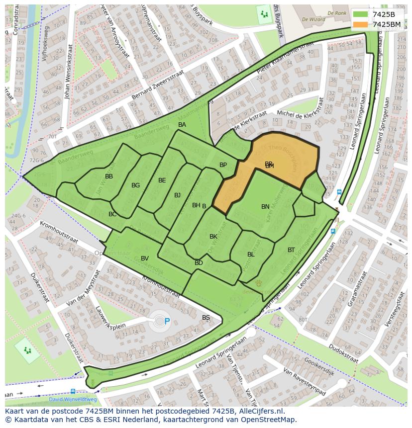 Afbeelding van het postcodegebied 7425 BM op de kaart.