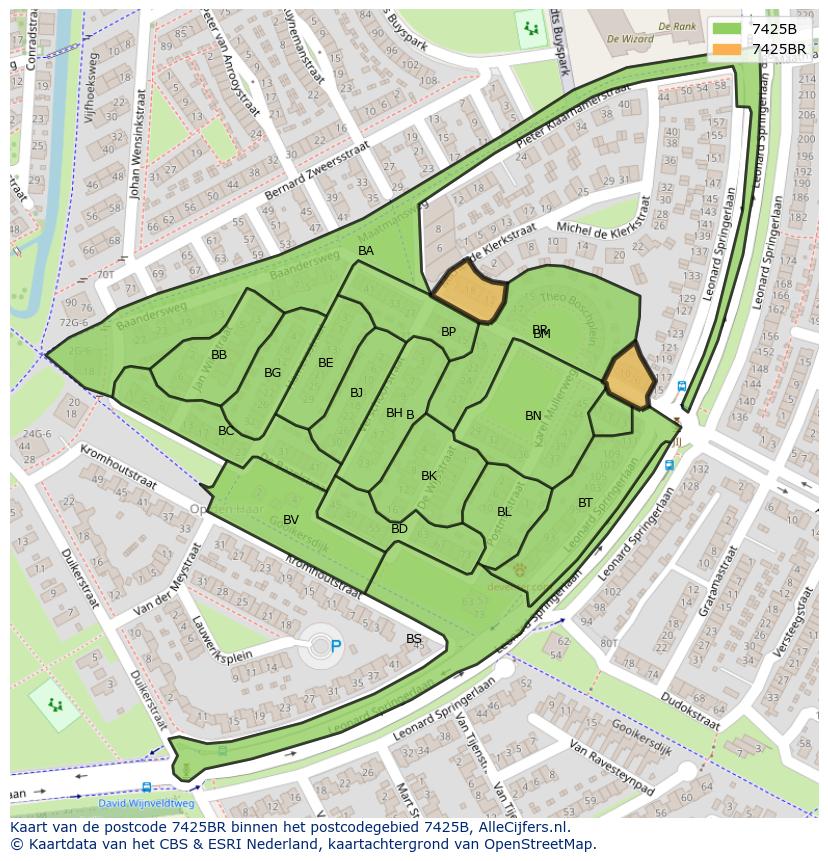 Afbeelding van het postcodegebied 7425 BR op de kaart.