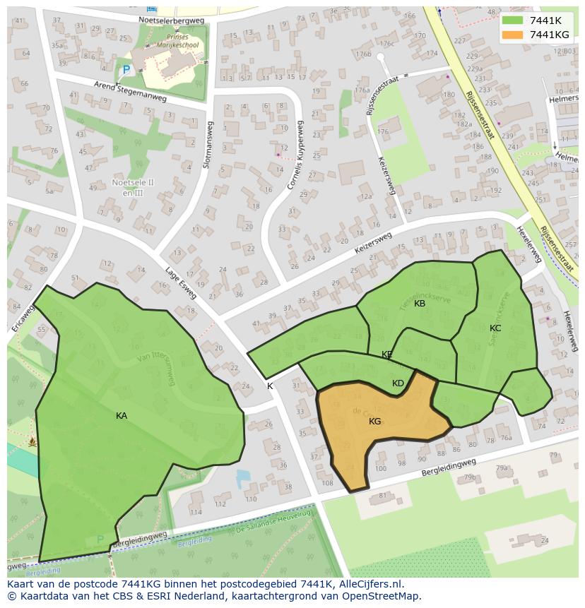 Afbeelding van het postcodegebied 7441 KG op de kaart.