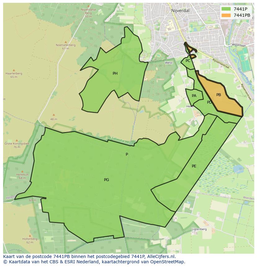 Afbeelding van het postcodegebied 7441 PB op de kaart.