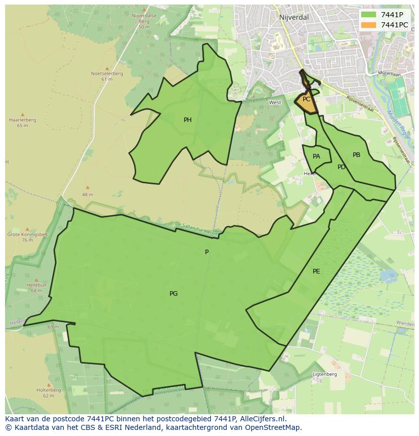 Afbeelding van het postcodegebied 7441 PC op de kaart.