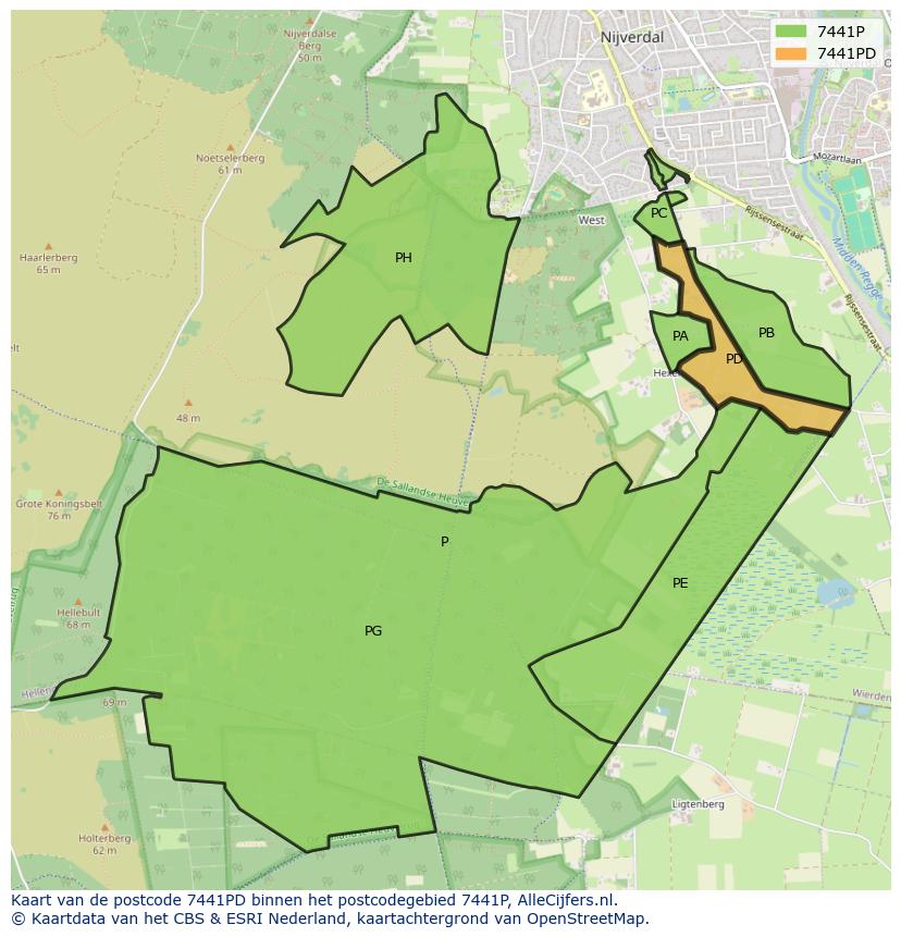 Afbeelding van het postcodegebied 7441 PD op de kaart.