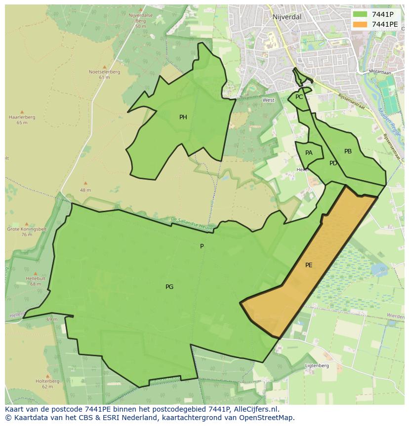 Afbeelding van het postcodegebied 7441 PE op de kaart.