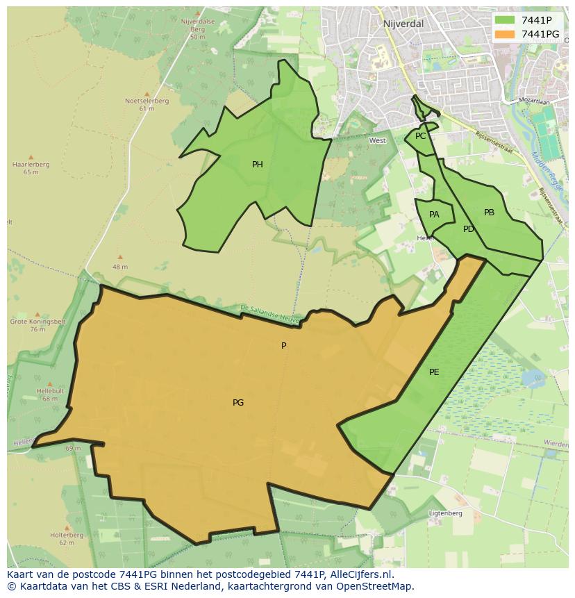 Afbeelding van het postcodegebied 7441 PG op de kaart.