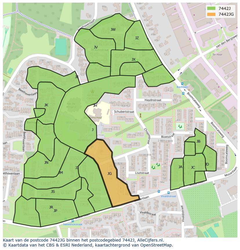 Afbeelding van het postcodegebied 7442 JG op de kaart.