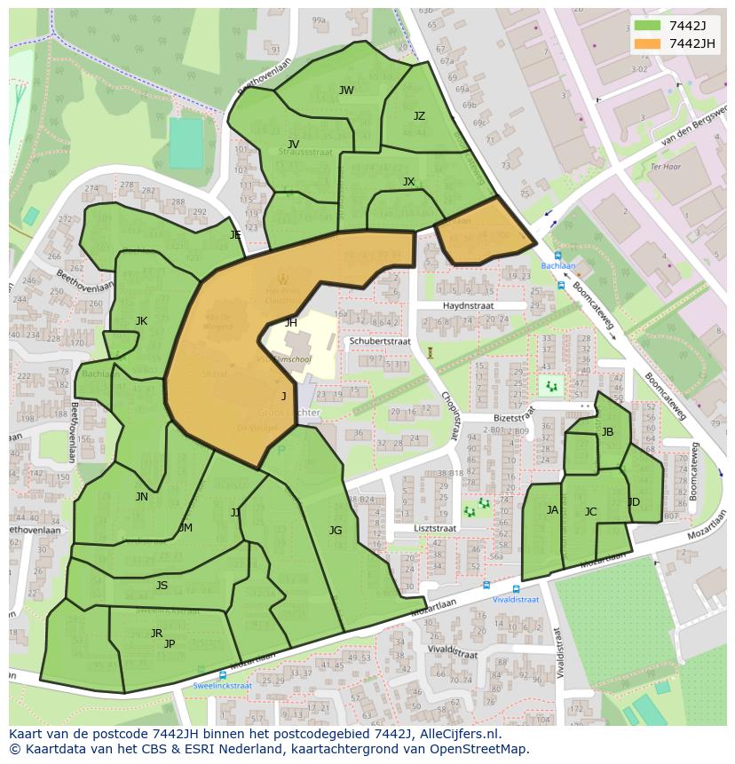 Afbeelding van het postcodegebied 7442 JH op de kaart.
