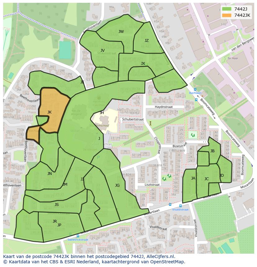 Afbeelding van het postcodegebied 7442 JK op de kaart.