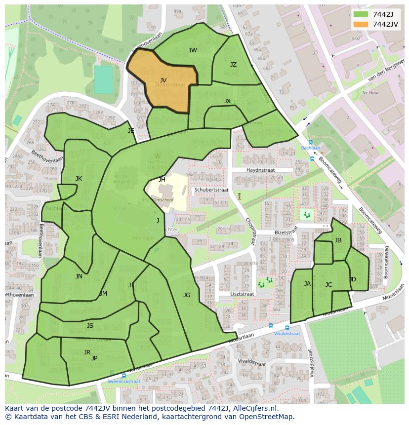 Afbeelding van het postcodegebied 7442 JV op de kaart.