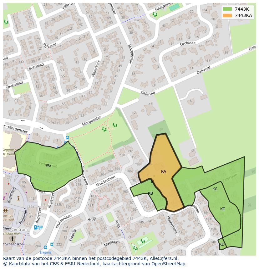 Afbeelding van het postcodegebied 7443 KA op de kaart.