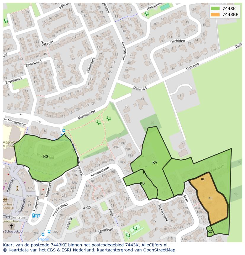 Afbeelding van het postcodegebied 7443 KE op de kaart.