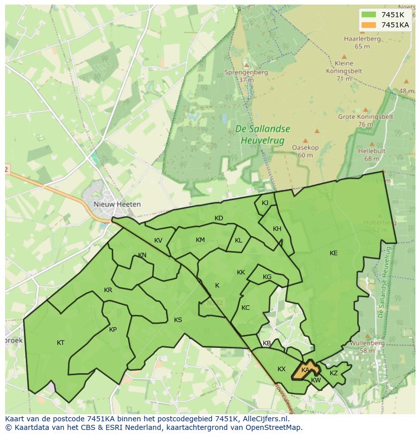 Afbeelding van het postcodegebied 7451 KA op de kaart.