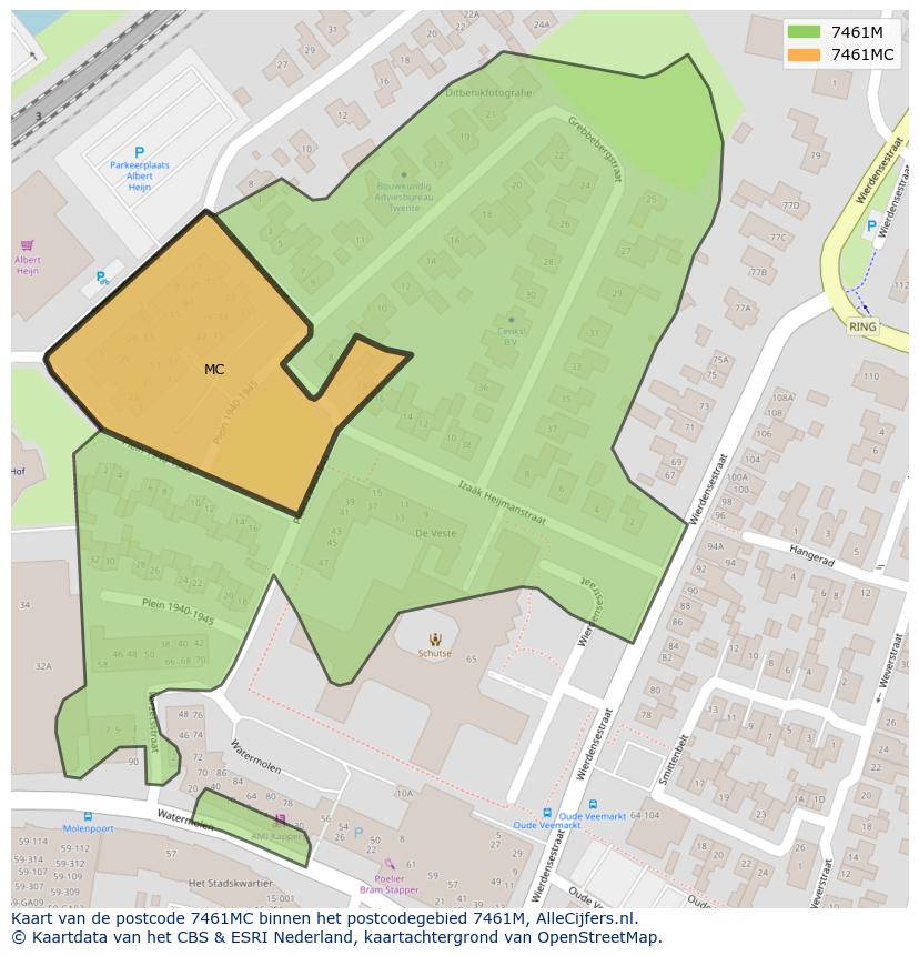 Afbeelding van het postcodegebied 7461 MC op de kaart.
