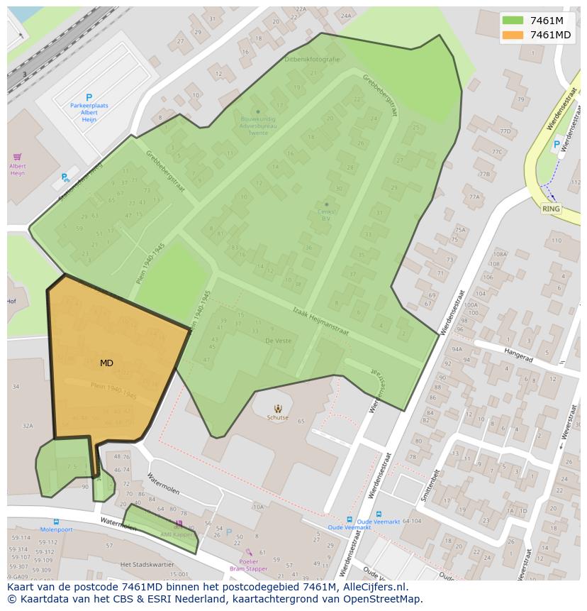 Afbeelding van het postcodegebied 7461 MD op de kaart.