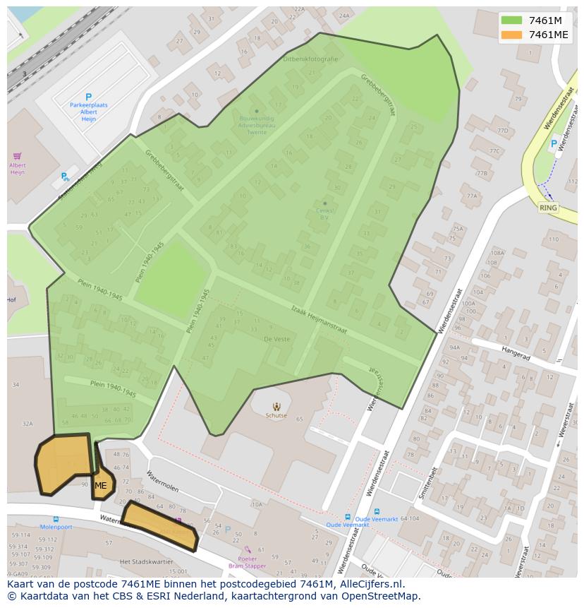 Afbeelding van het postcodegebied 7461 ME op de kaart.