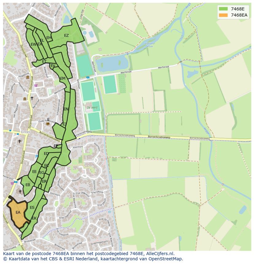 Afbeelding van het postcodegebied 7468 EA op de kaart.