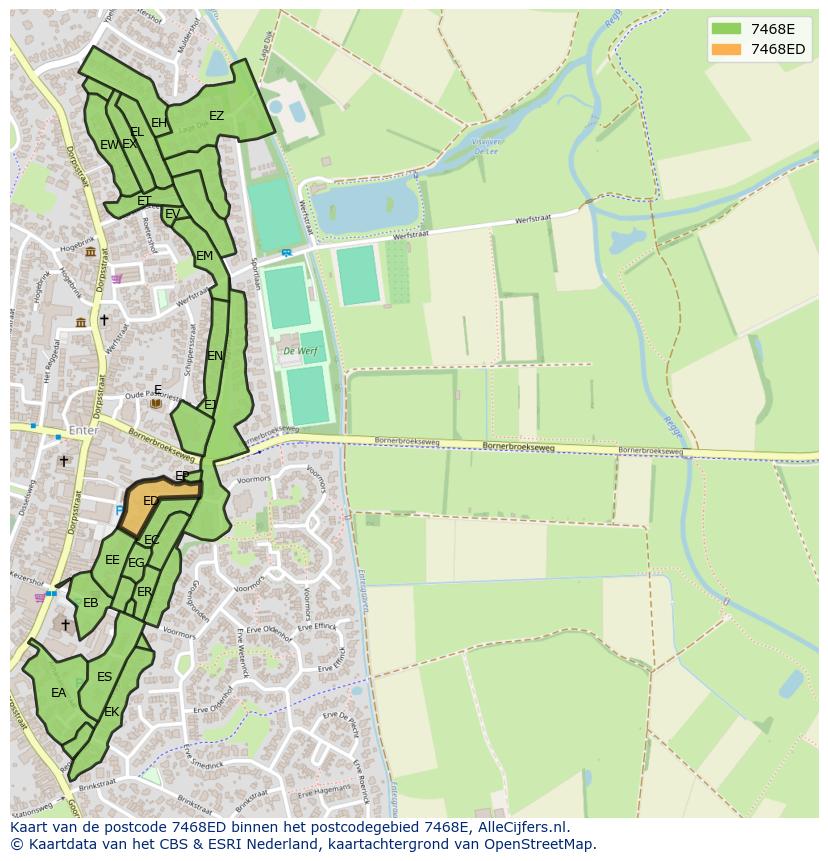 Afbeelding van het postcodegebied 7468 ED op de kaart.