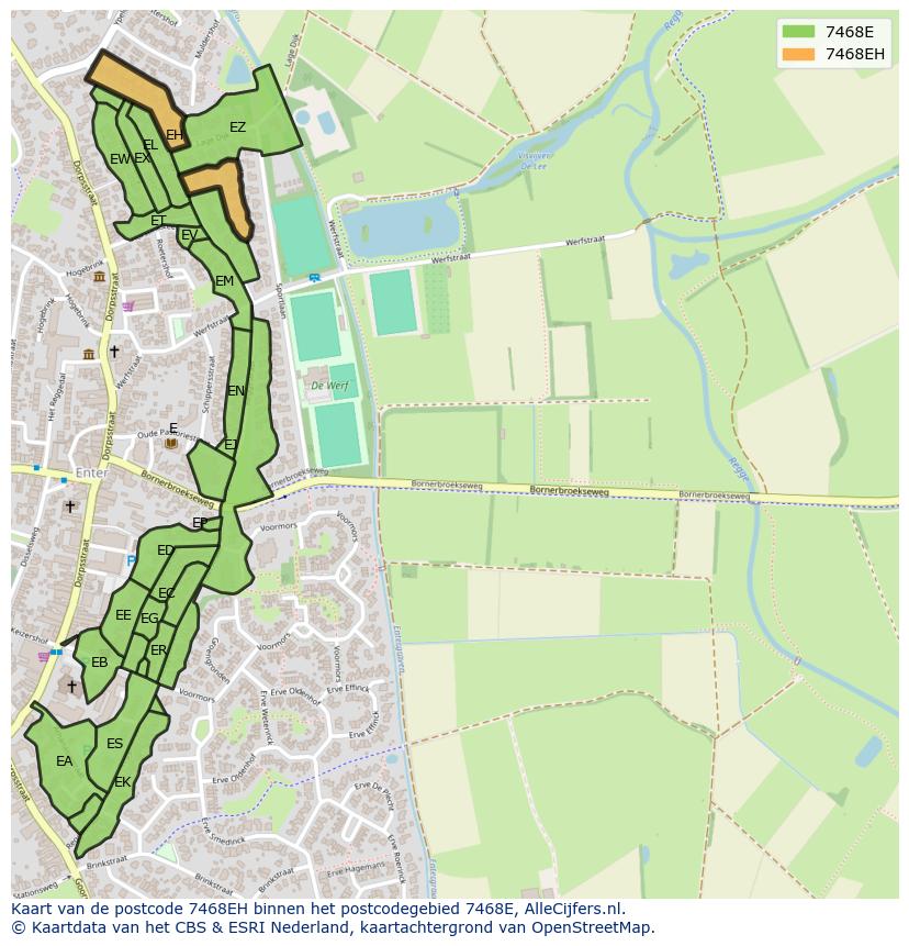 Afbeelding van het postcodegebied 7468 EH op de kaart.