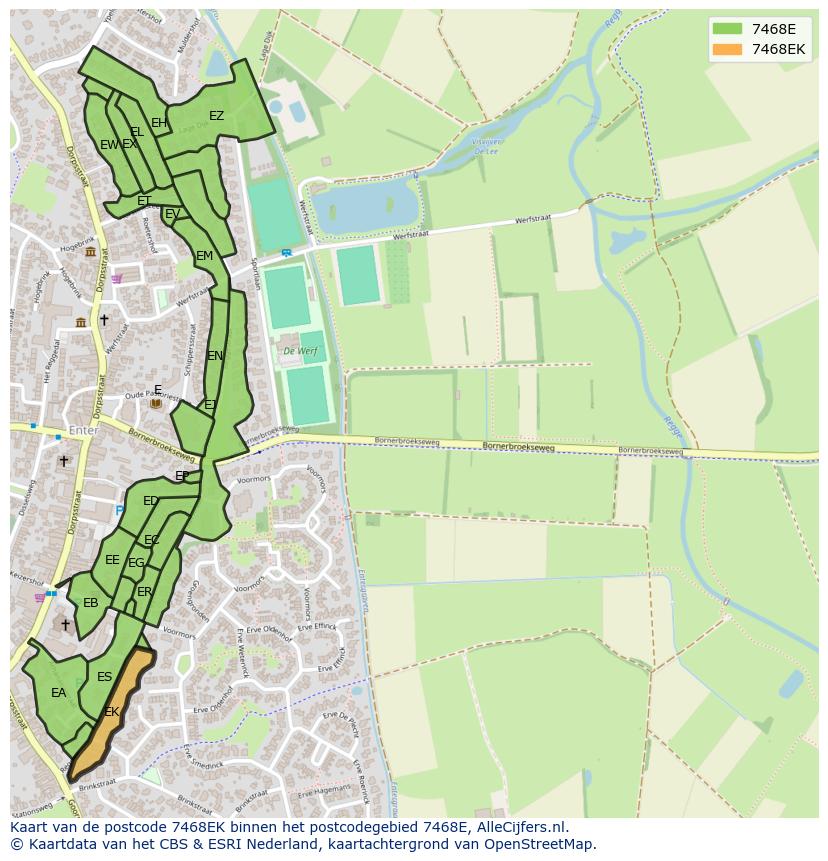 Afbeelding van het postcodegebied 7468 EK op de kaart.