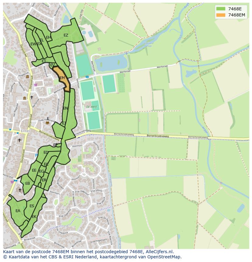 Afbeelding van het postcodegebied 7468 EM op de kaart.