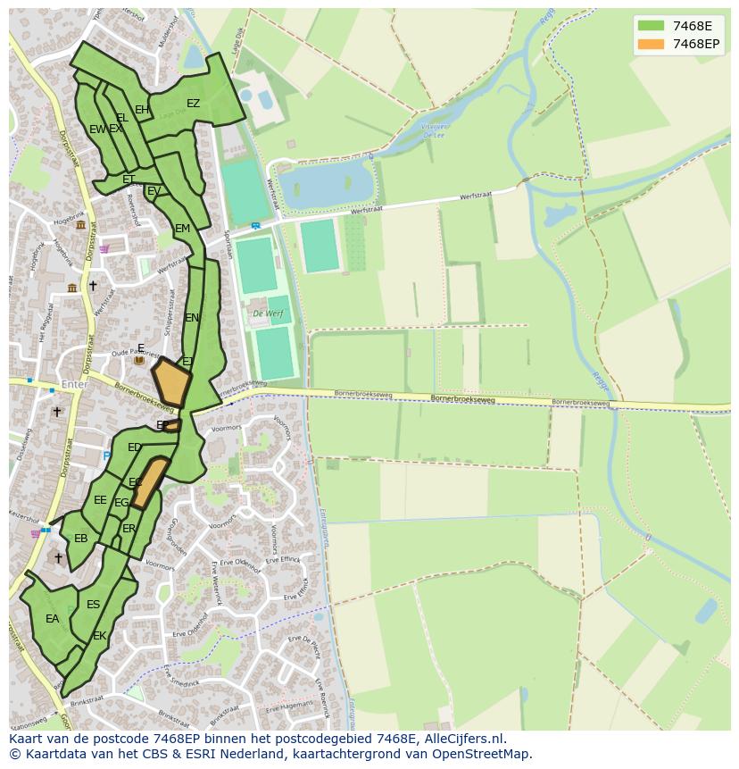 Afbeelding van het postcodegebied 7468 EP op de kaart.