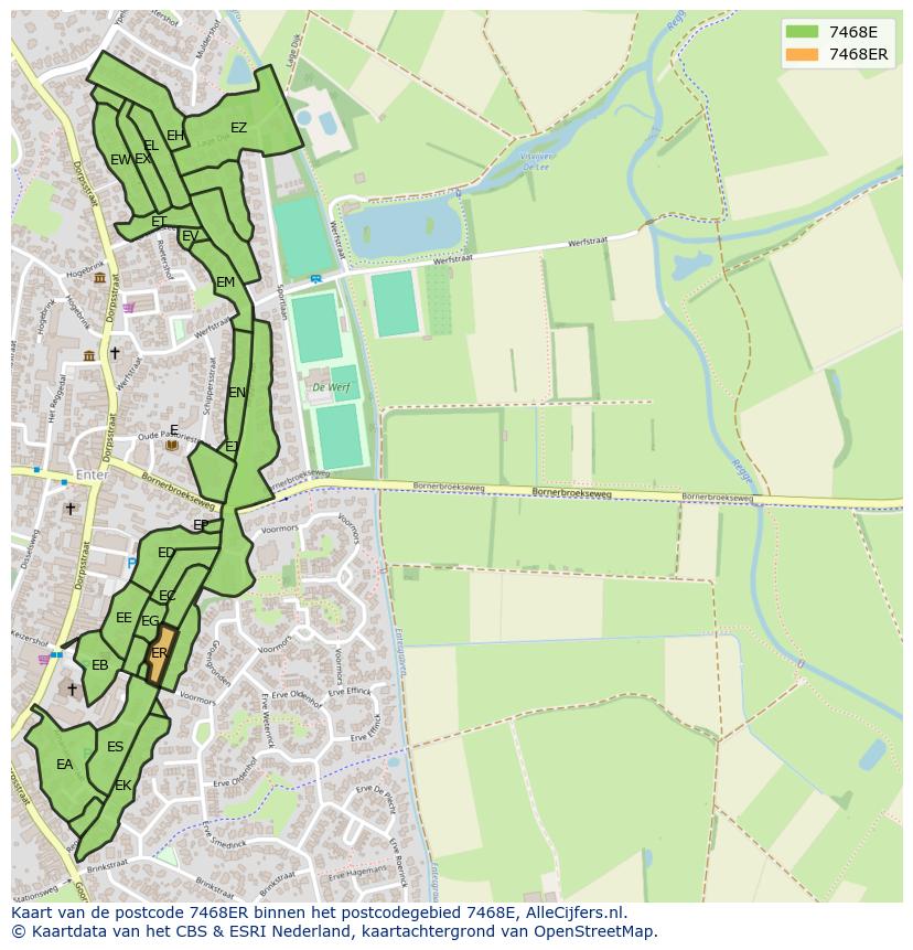 Afbeelding van het postcodegebied 7468 ER op de kaart.