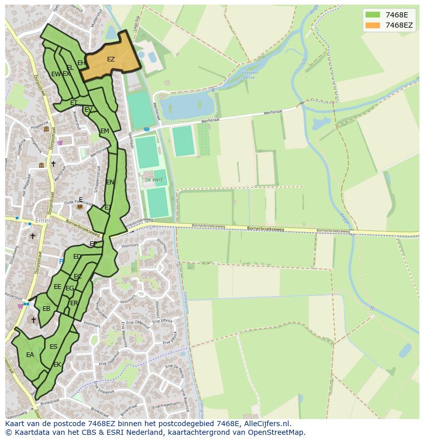 Afbeelding van het postcodegebied 7468 EZ op de kaart.