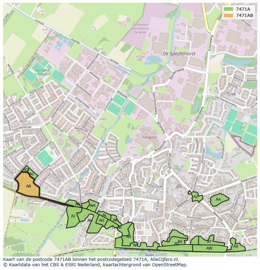Afbeelding van het postcodegebied 7471 AB op de kaart.