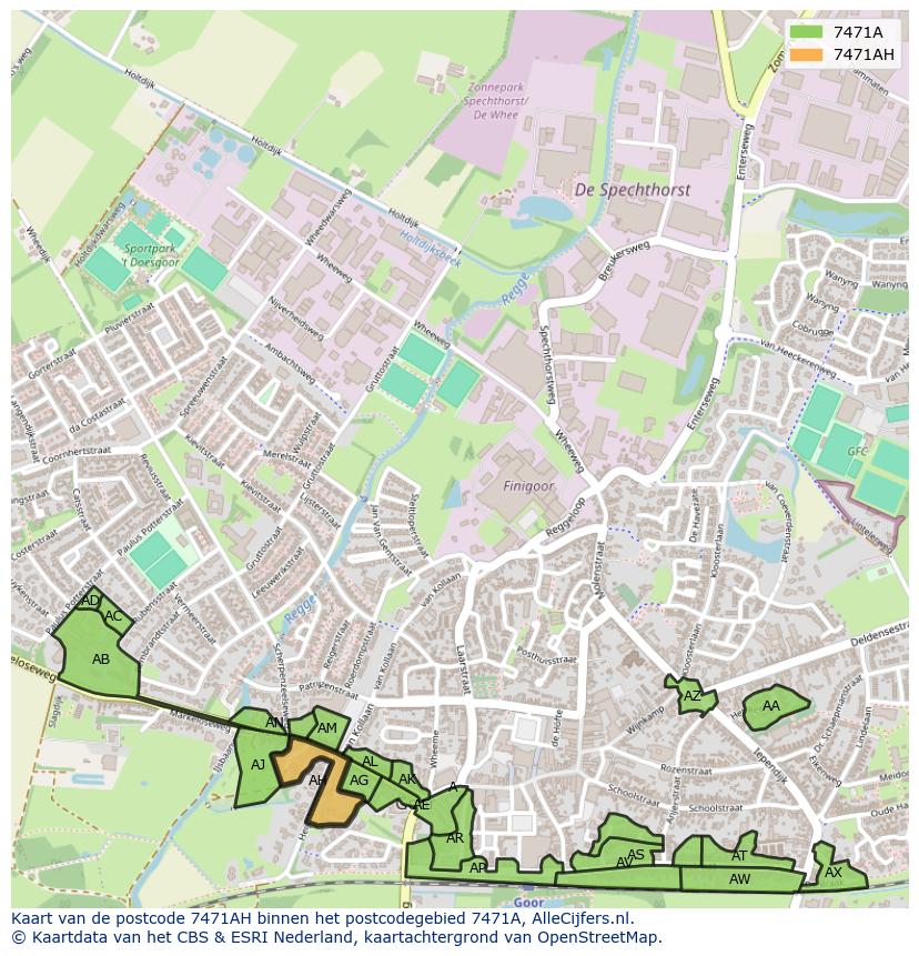 Afbeelding van het postcodegebied 7471 AH op de kaart.