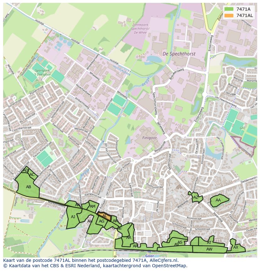 Afbeelding van het postcodegebied 7471 AL op de kaart.
