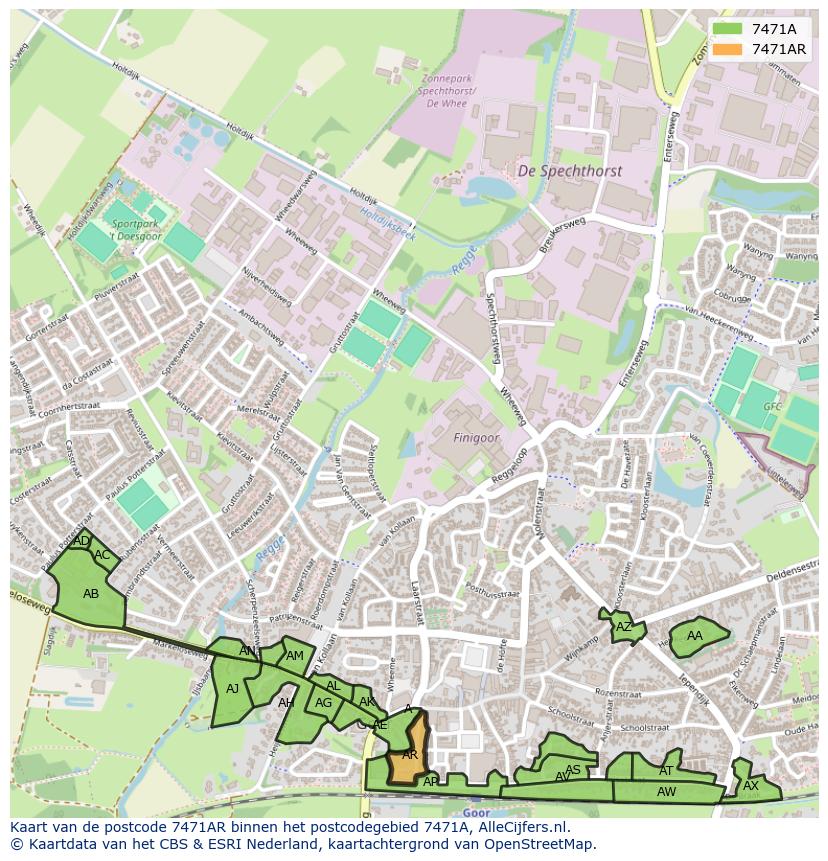 Afbeelding van het postcodegebied 7471 AR op de kaart.
