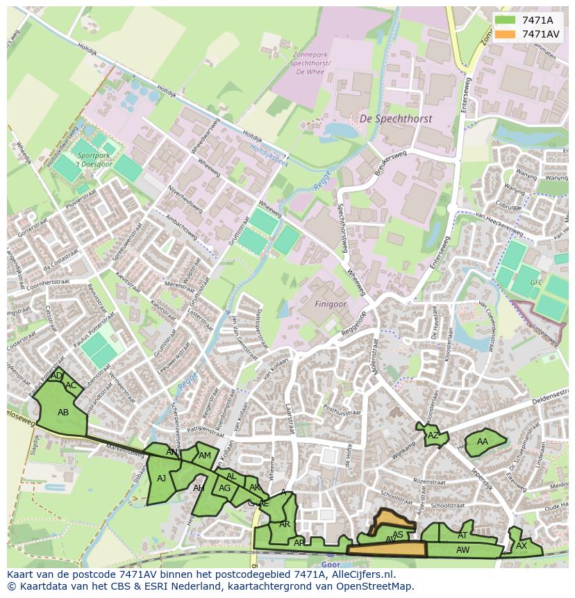 Afbeelding van het postcodegebied 7471 AV op de kaart.