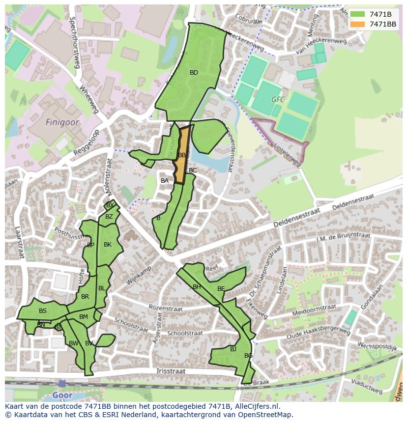 Afbeelding van het postcodegebied 7471 BB op de kaart.