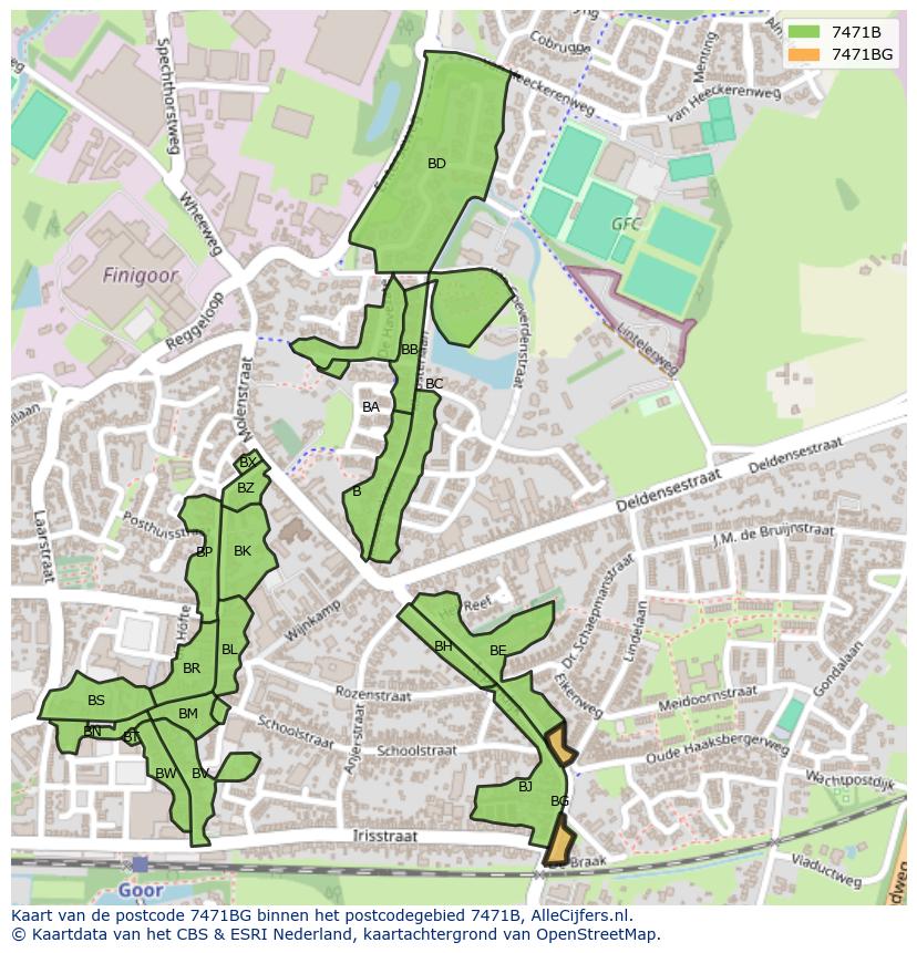 Afbeelding van het postcodegebied 7471 BG op de kaart.