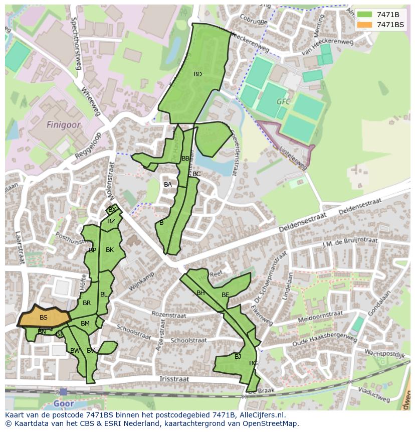 Afbeelding van het postcodegebied 7471 BS op de kaart.