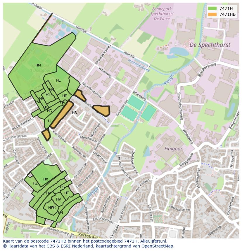 Afbeelding van het postcodegebied 7471 HB op de kaart.