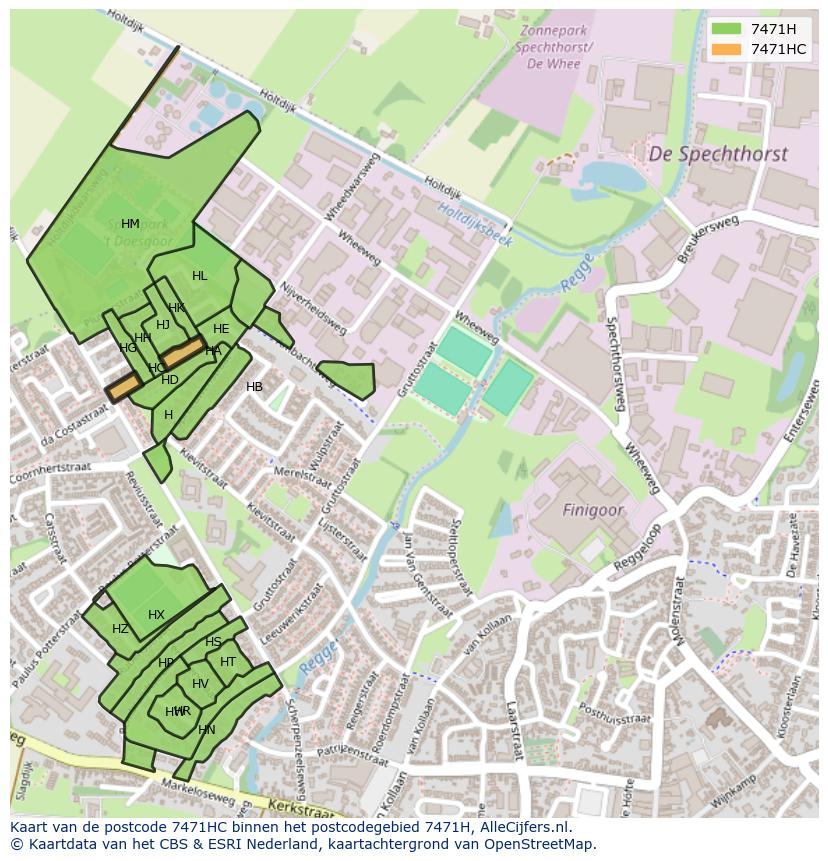 Afbeelding van het postcodegebied 7471 HC op de kaart.