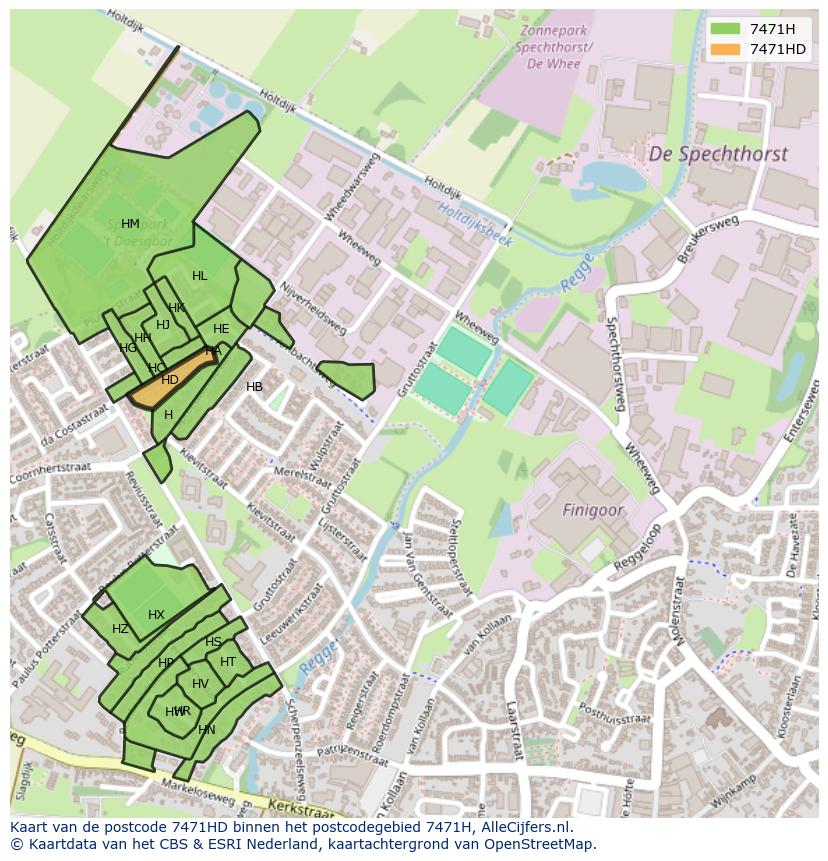 Afbeelding van het postcodegebied 7471 HD op de kaart.