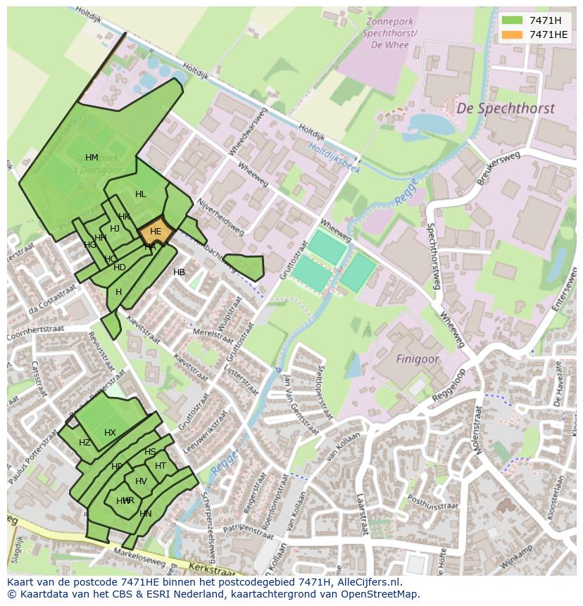 Afbeelding van het postcodegebied 7471 HE op de kaart.