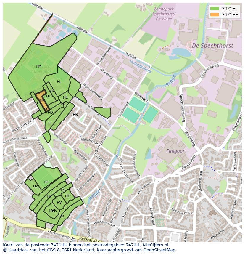 Afbeelding van het postcodegebied 7471 HH op de kaart.