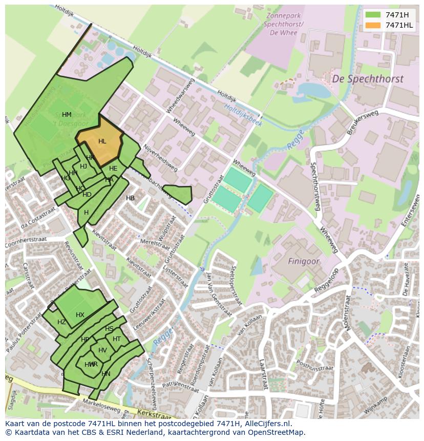 Afbeelding van het postcodegebied 7471 HL op de kaart.