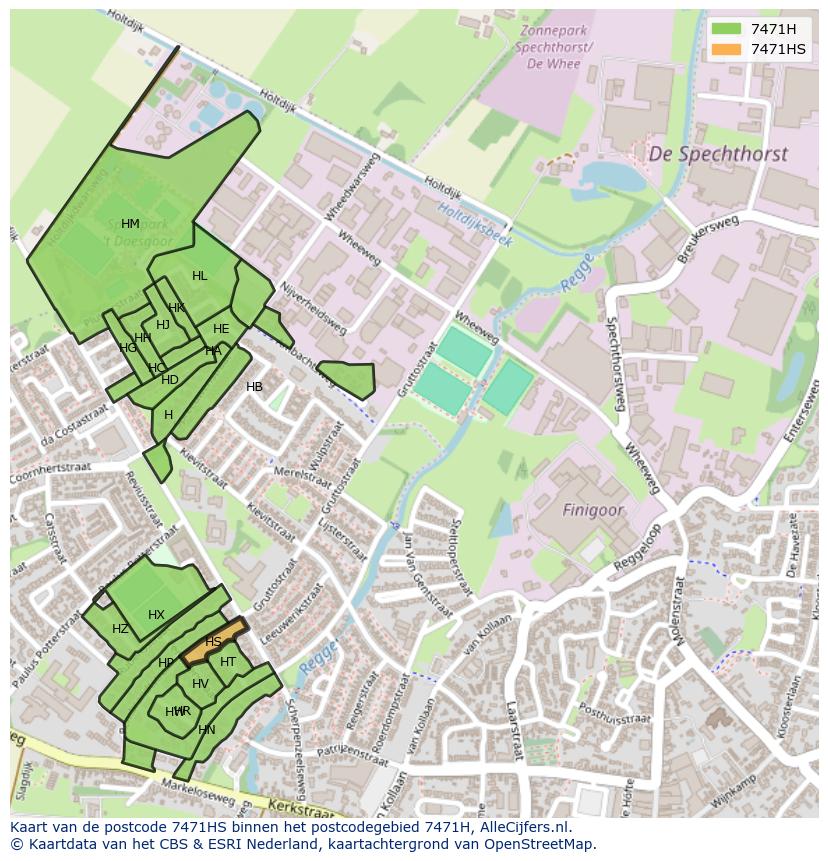 Afbeelding van het postcodegebied 7471 HS op de kaart.