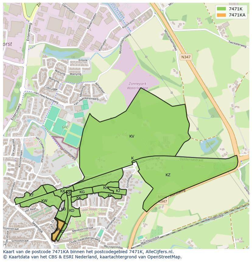 Afbeelding van het postcodegebied 7471 KA op de kaart.