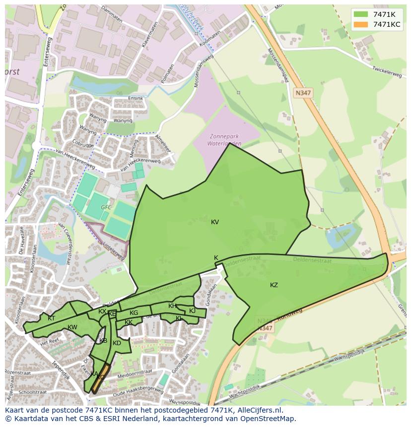Afbeelding van het postcodegebied 7471 KC op de kaart.