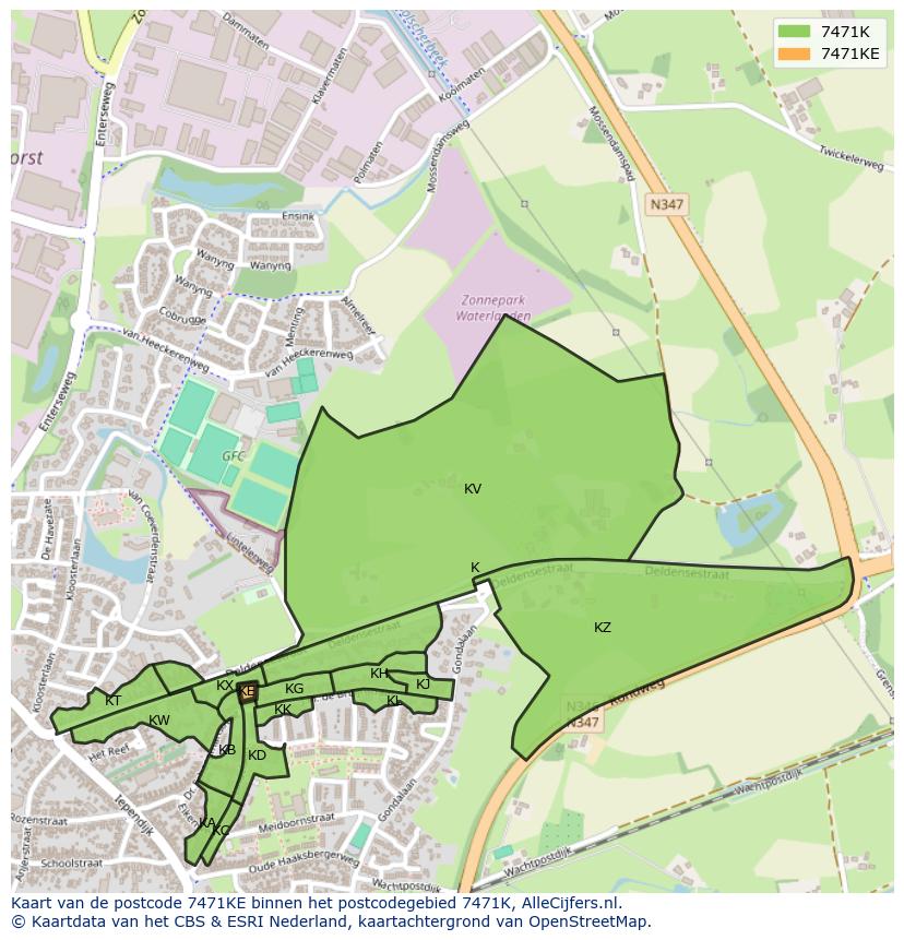 Afbeelding van het postcodegebied 7471 KE op de kaart.