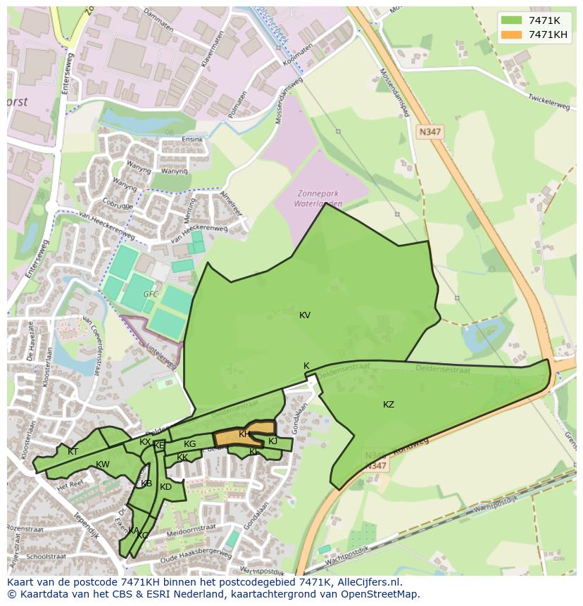 Afbeelding van het postcodegebied 7471 KH op de kaart.