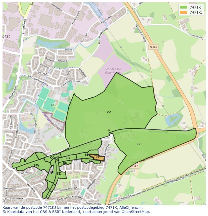 Afbeelding van het postcodegebied 7471 KJ op de kaart.