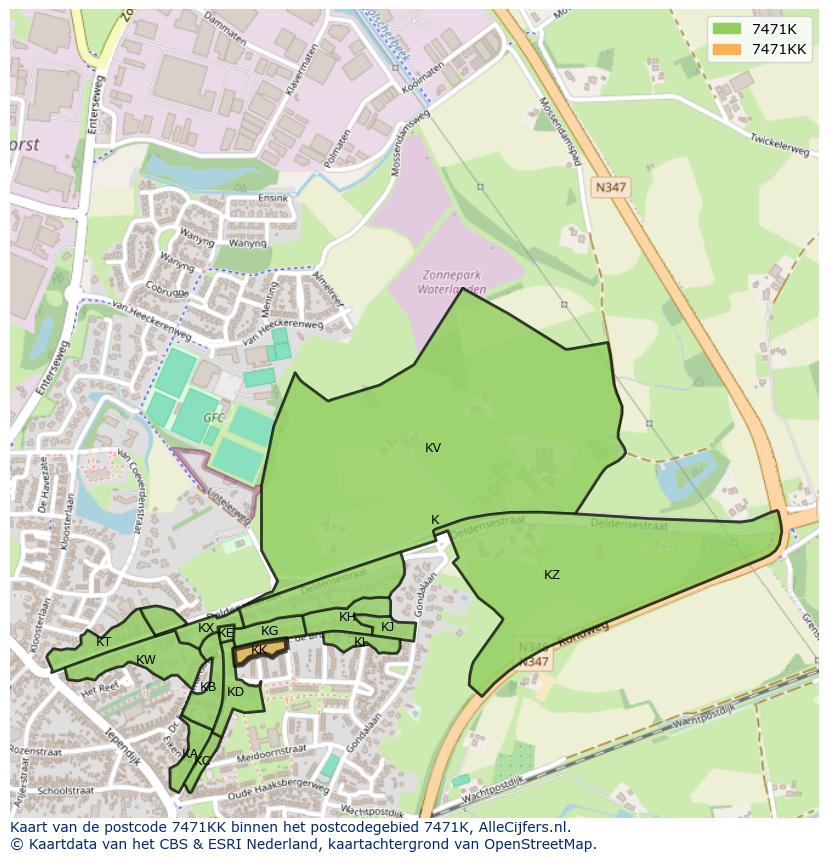 Afbeelding van het postcodegebied 7471 KK op de kaart.