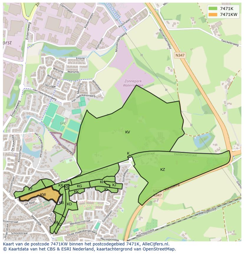 Afbeelding van het postcodegebied 7471 KW op de kaart.